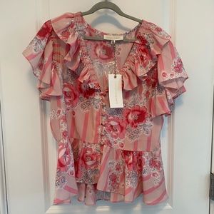 LoveShack Fancy Aida Silk Top